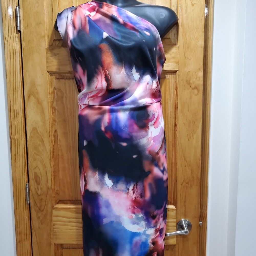 ASOS Curve pleated shoulder pencil dress